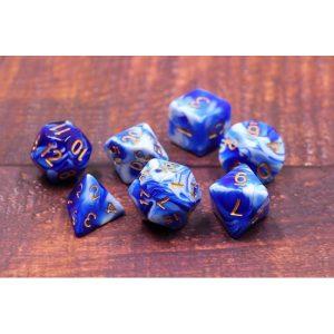 Blue Porcelain 7 Die Set - DiceEmporium.com