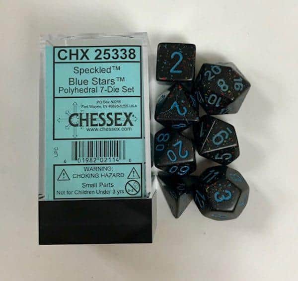 4 Sided Blue Stars Speckled Dice