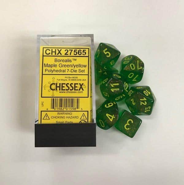 Borealis Maple Green 7 Die Set Chessex - CHX 27565 - DiceEmporium.com