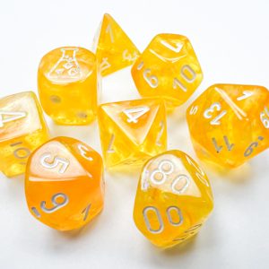 Borealis Canary/white Luminary Polyhedral 7-Dice Set -DiceEmporium.com