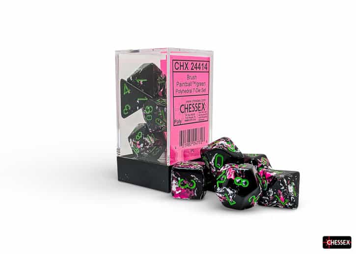 Chessex Brush Paintball Green 7 Dice Set
