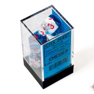 Chessex Gemini Astral Blue White Red Polyhedral Dice Set in Packaging