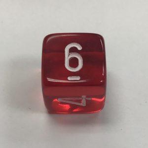 6 Sided Clear Red White Chessex Dice - DiceEmporium.com