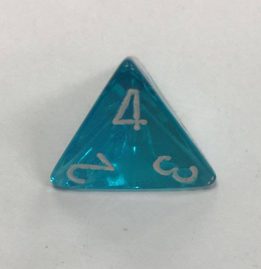 4 Sided Clear Teal White Chessex Dice - DiceEmporium.com