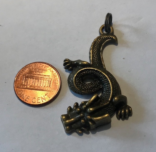 Coiled Bronze Dragon Charm