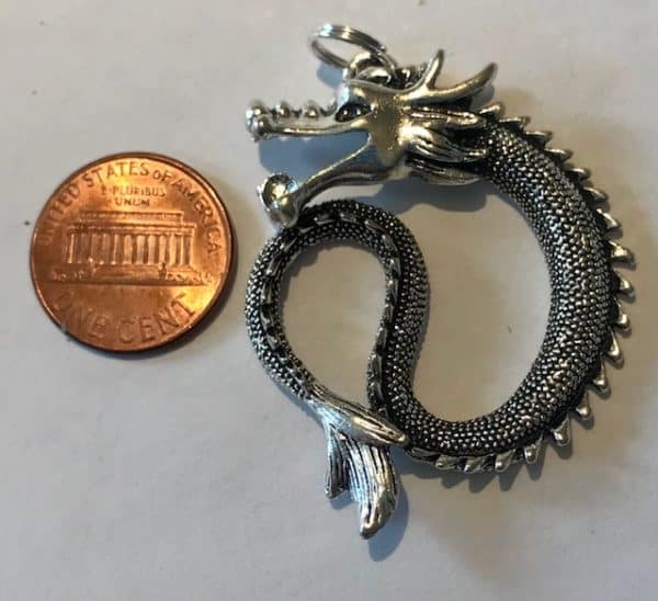 Coiled Silver Dragon Charm