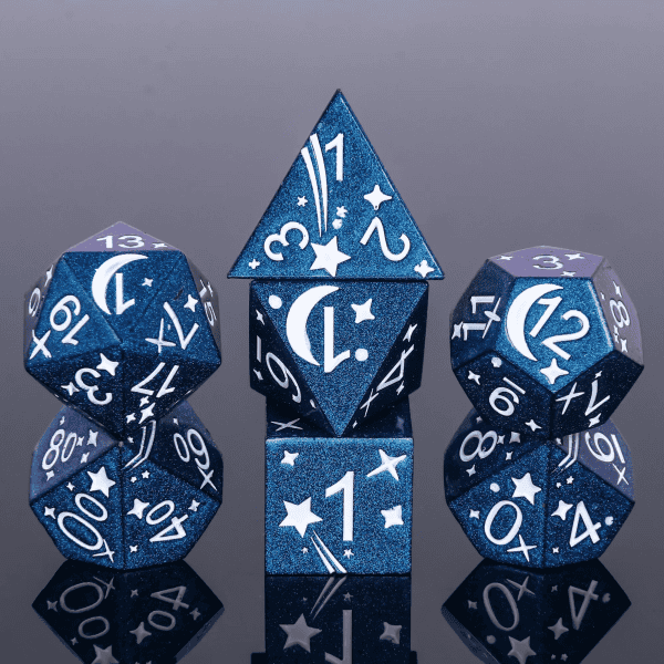 Blue Galaxy Comet 7-die set - dice emporium