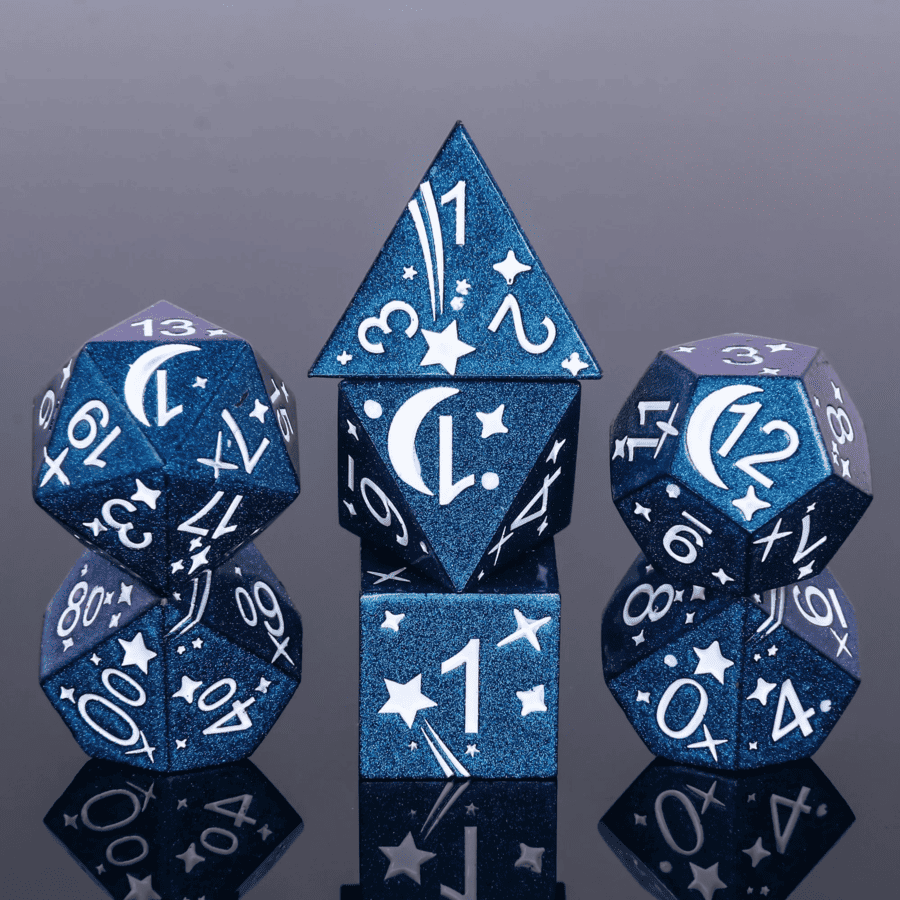 Blue Galaxy Comet 7-die set - dice emporium