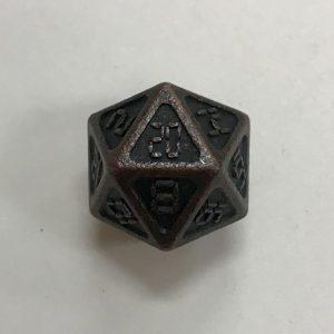 Ancient Copper Metal d20 Dice - 20 Sided - DiceEmporium.com