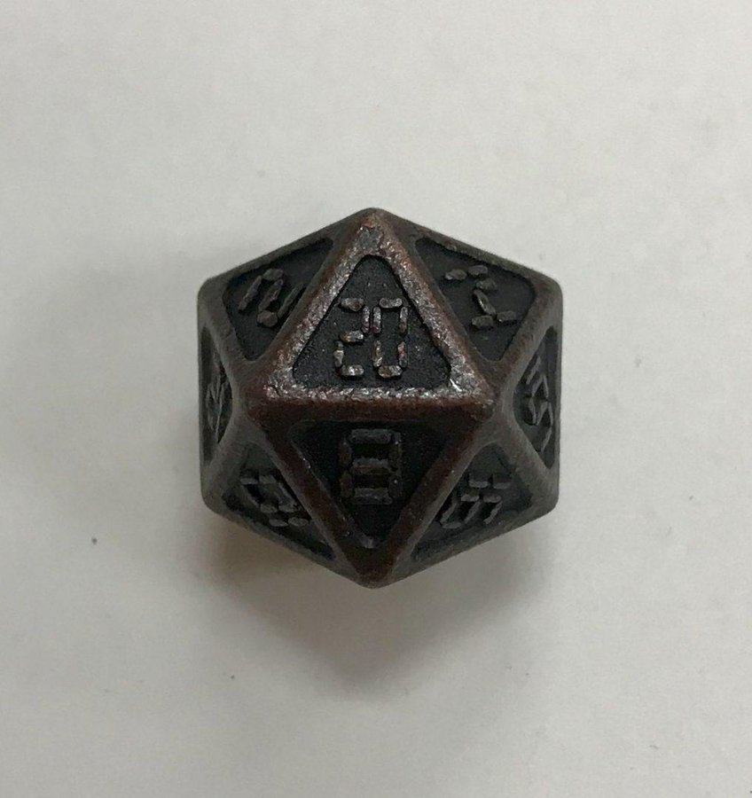 Ancient Copper Metal d20 Dice - 20 Sided - DiceEmporium.com