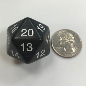 d20 20 Sided 30mm Black Countdown Dice - DiceEmporium.com