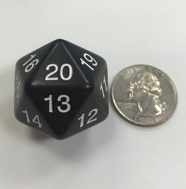 d20 20 Sided 30mm Black Countdown Dice - DiceEmporium.com