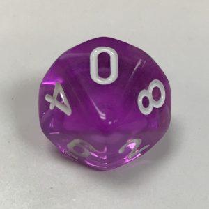 10 Sided Translucent Purple White d10 Dice - DiceEmporium.com