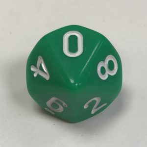 10 Sided Opaque Green White d10 Dice - DiceEmporium.com