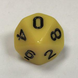 d10 10 Sided Opaque Yellow Black Dice - DiceEmporium.com