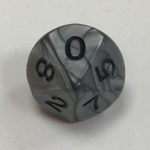 Silver Olympic D10 Dice - DiceEmporium.com