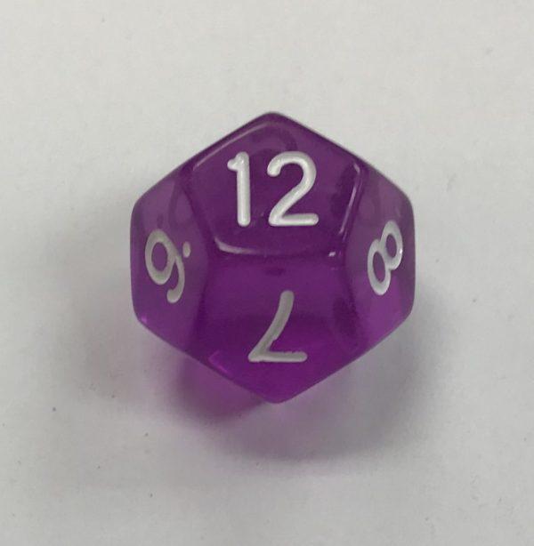 d12 Clear Purple White HD Dice - DiceEmporium.com