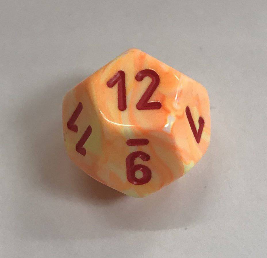 Festive Sunburst Red d12 Dice - 12 Sided - DiceEmporium.com