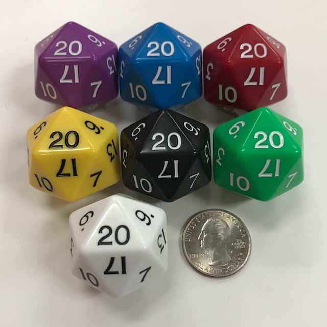 d20 Jumbo Dice Group Koplow - 20 Sided - DiceEmporium.com