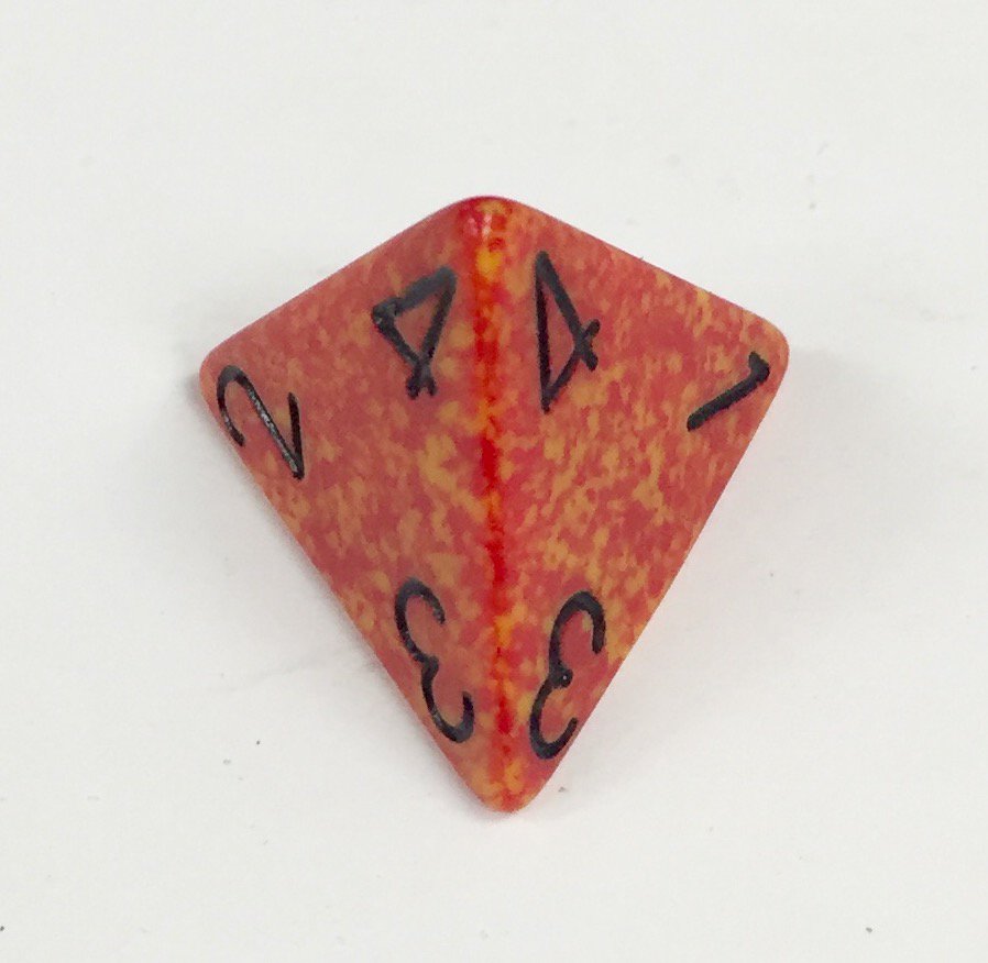 4 Sided Fire Speckled Dice