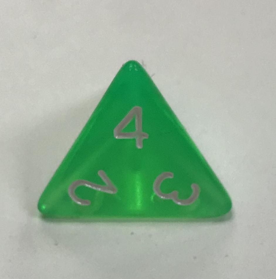 d4 4 Sided Translucent Green White Dice - DiceEmporium.com