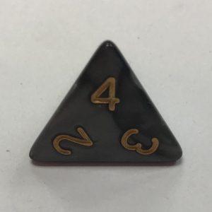d4 4 Sided Pearl Black Gold Dice - DiceEmporium.com
