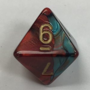 d8 Gemini Red Teal Gold Dice - DiceEmporium.com