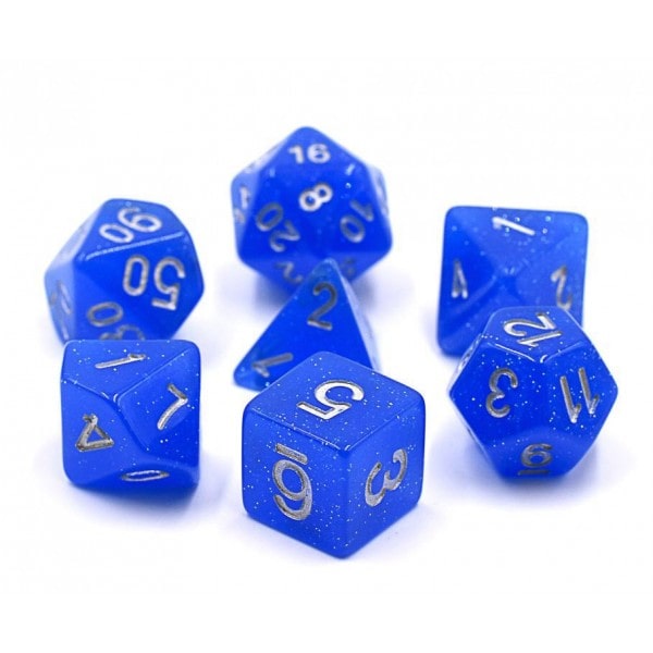 Deep Blue Translucent Glitter Dice Set - DiceEmporium.com