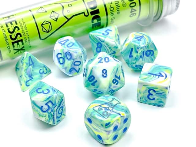 Festive Garden/blue 7 Die Set - DiceEmporium.com