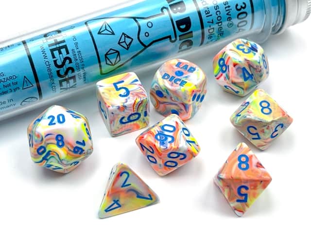 Festive Kaleidoscope/blue 7 Die Set - DiceEmporium.com