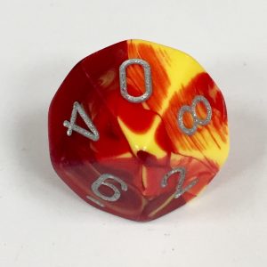 10 Sided Red-Yellow/silver Gemini Dice