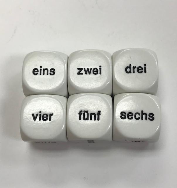 6 Sided German Word Numbers Dice 1-6- DiceEmporium.com