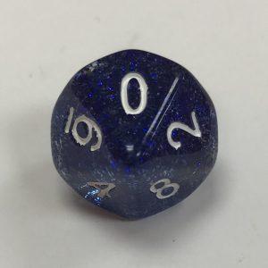 Glitter d10 Blue Dice - DiceEmporium.com