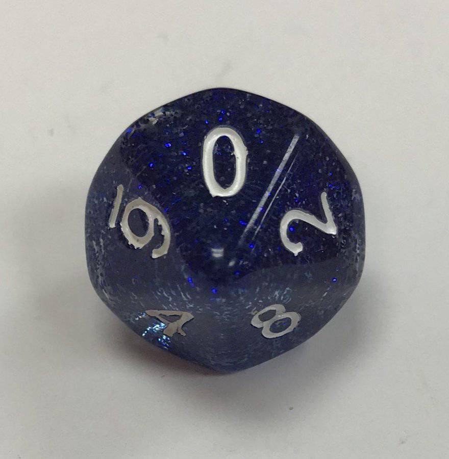 Glitter d10 Blue Dice - DiceEmporium.com