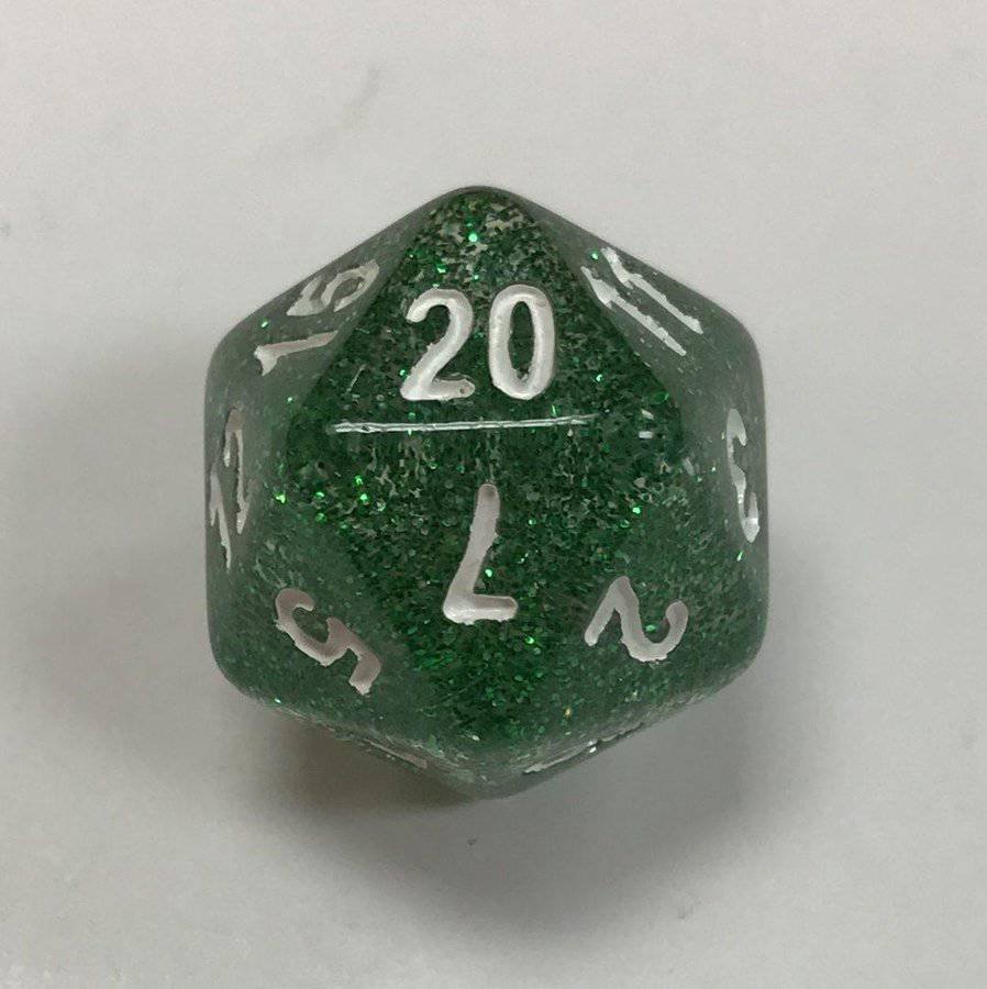 Glitter d20 Green Dice - DiceEmporium.com