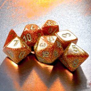 Glitter Mini-Polyhedral Gold/silver 7-Die Set - DiceEmporium.com
