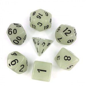 Glow In The Dark White Dice Set - DiceEmporium.com