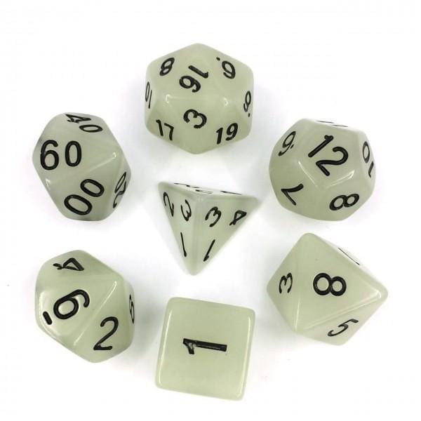 Glow In The Dark White Dice Set - DiceEmporium.com