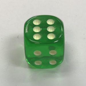 Green 16mm Glow Spots Koplow Dice - DiceEmporium.com