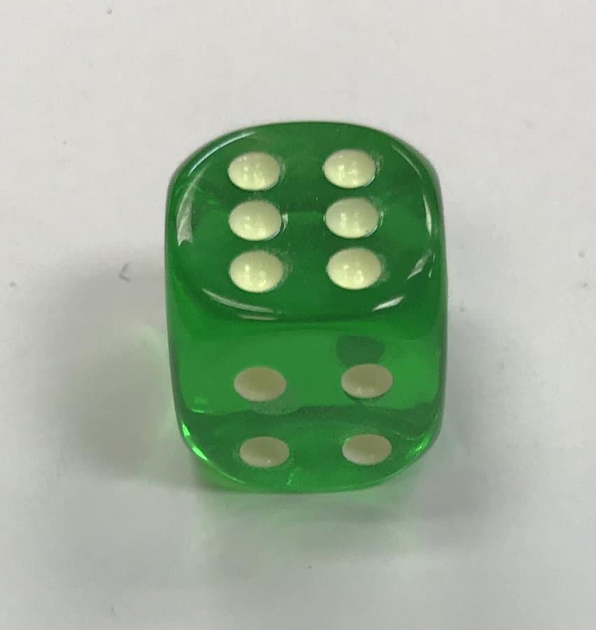 Koplow Games Set of 10 D6 25mm Large Opaque Jumbo Dice - Green with White  Pip