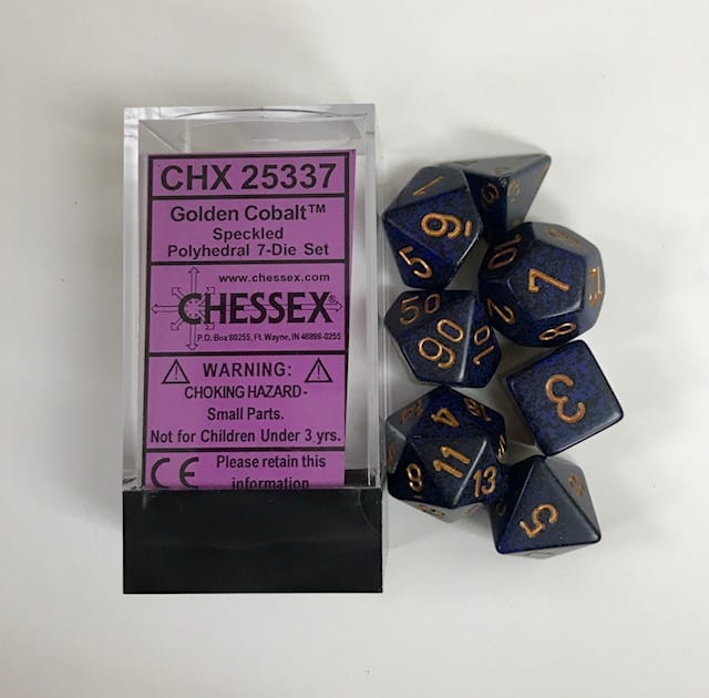 4 Sided Golden Cobalt Speckled Dice