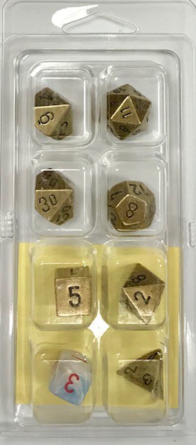 Metal Old Brass 7 Die Set - DiceEmporium.com