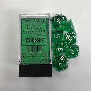 Green White Translucent CHX23075 7 Die Set - DiceEmporium.com