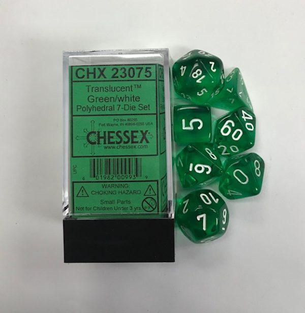 Green White Translucent CHX23075 7 Die Set - DiceEmporium.com