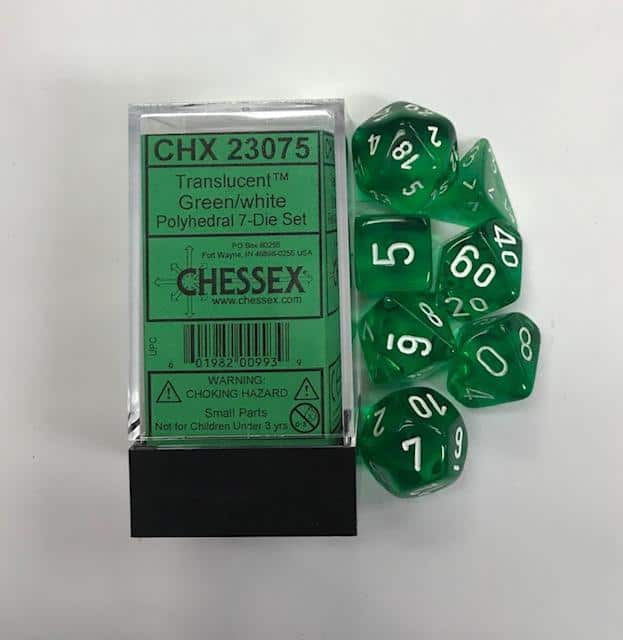 Green White Translucent CHX23075 7 Die Set - DiceEmporium.com