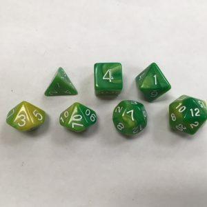 Green Yellow Blend Set of 7 Dice - DiceEmporium.com