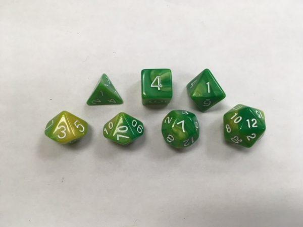 Green Yellow Blend Set of 7 Dice - DiceEmporium.com