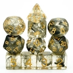 Grey Glitter Smoke Clear Dice - DiceEmporium.com