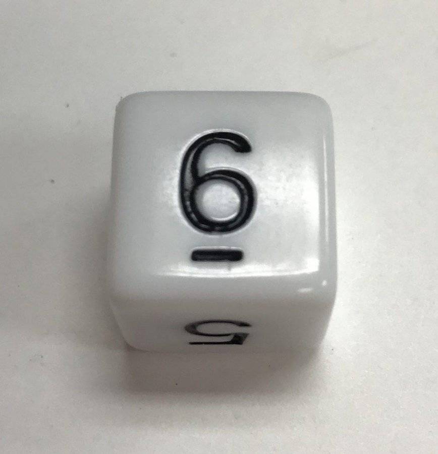 d6 Opaque White Black Dice - DiceEmporium.com