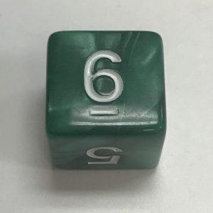 d6 Pearl Green White Numbers Dice - DiceEmporium.com